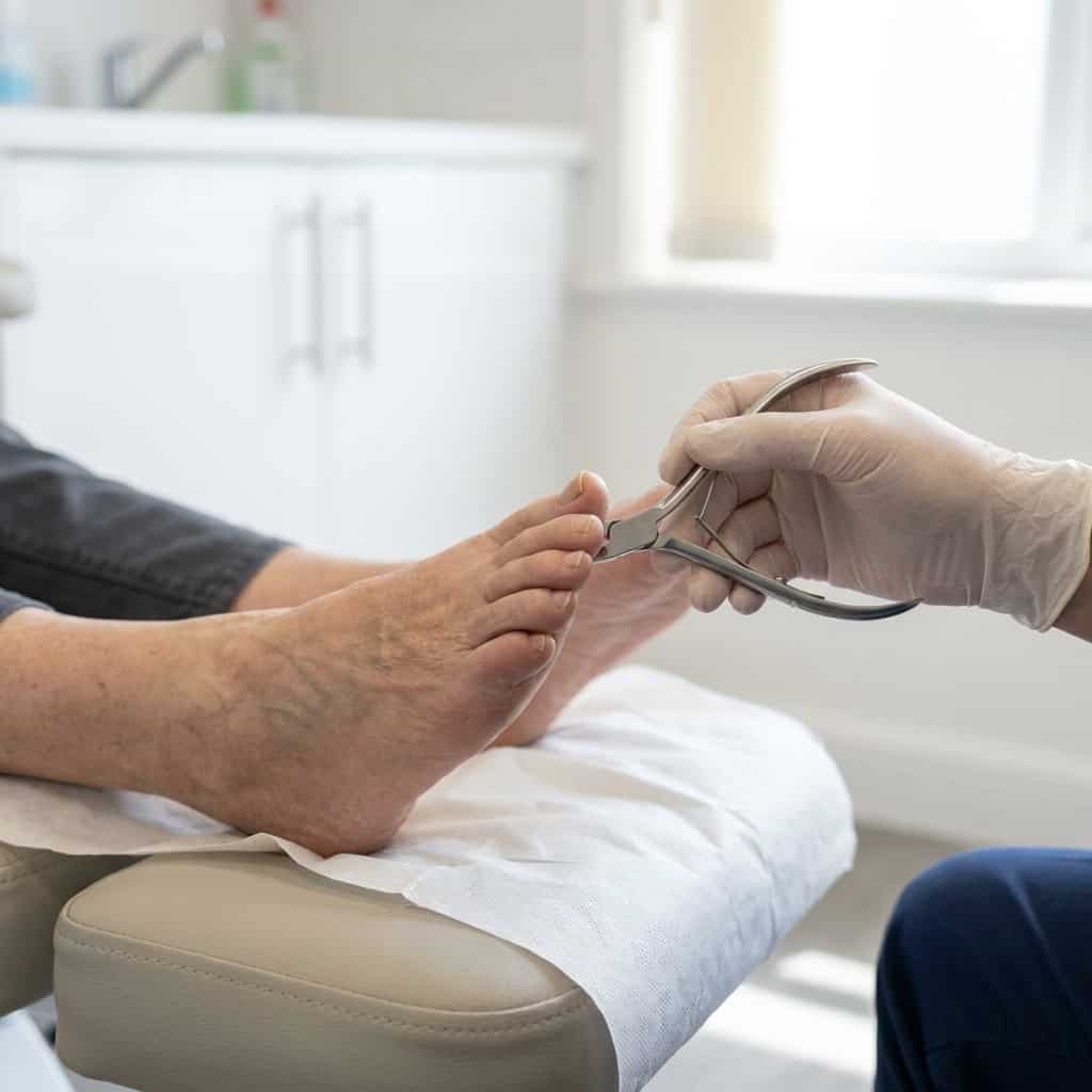 Geriatric foot care assessment in Ballymena clinic.